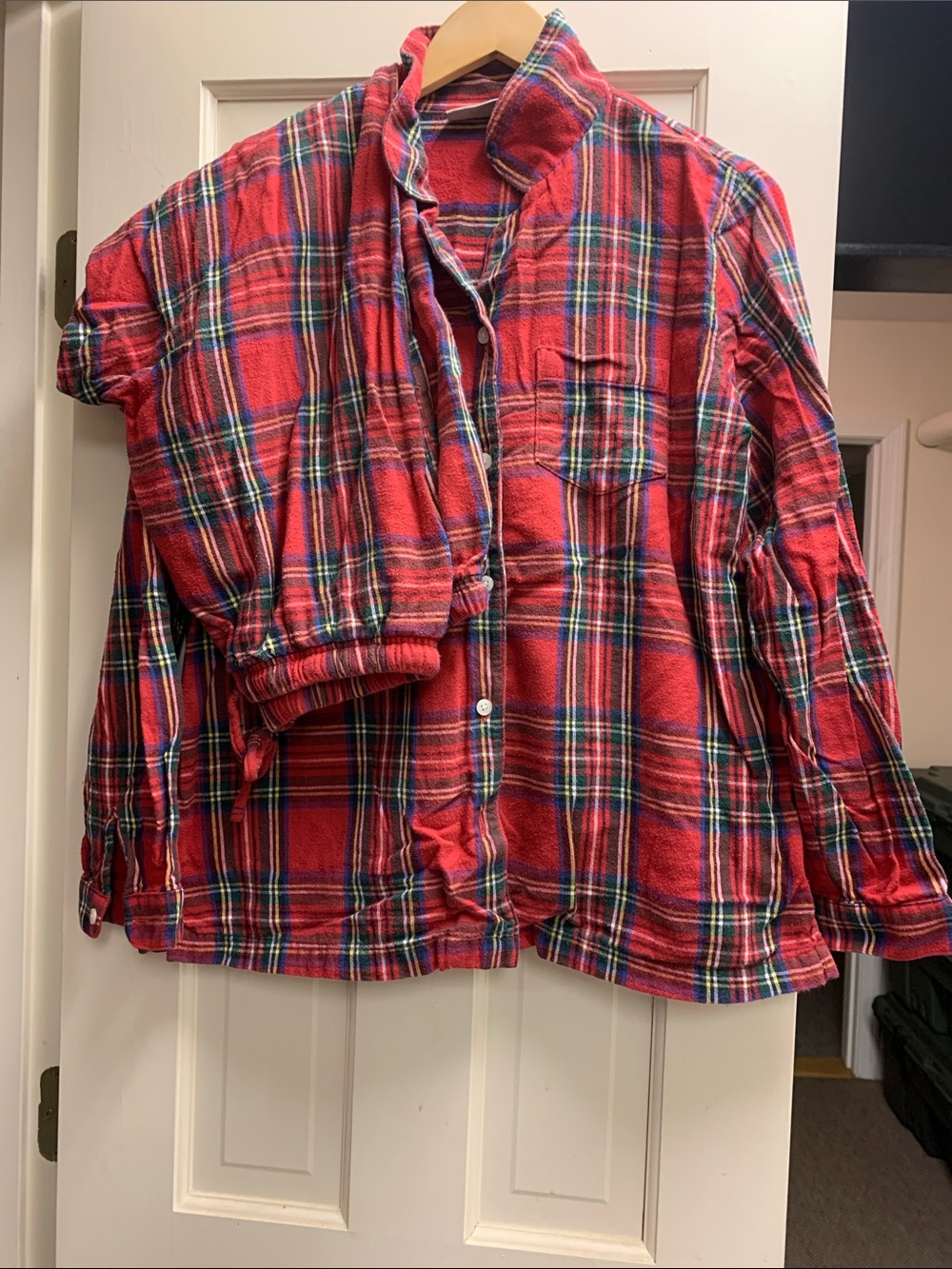 Ll bean Womens red plaid pajama set large